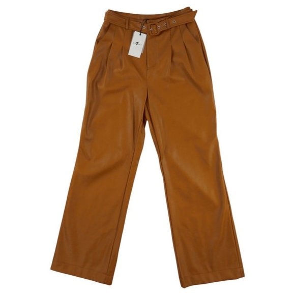 NWT 7 For All Mankind Faux Leather Wide Leg Pants - Picture 1 of 11